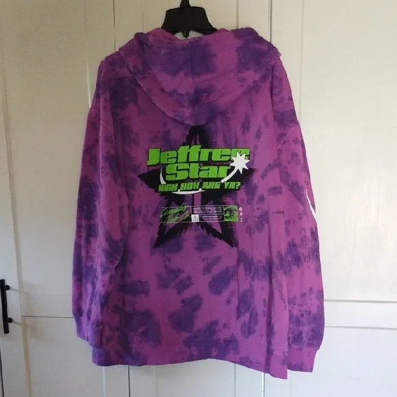 Jeffree Star Purple Tie-Dye Hoodie with Green Star Graphic - Picture 6 of 6